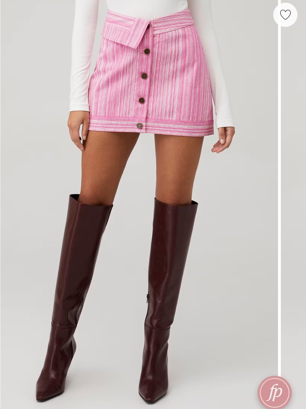 Significant Other Lettie micro Pink Stripe Button Mini Skirt